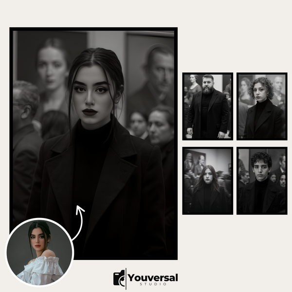 Custom Digital Art Gallery Monochrome Portrait – Personalized High-Resolution 3:4 Ratio File for Printing, Online Sharing, or Unique Digital Keepsakes