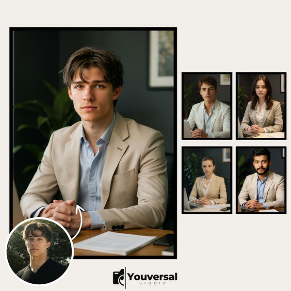 Custom Digital Art Professional Office Portrait – Personalized High-Resolution 3:4 Ratio File for Printing, Online Sharing, or Unique Digital Keepsakes