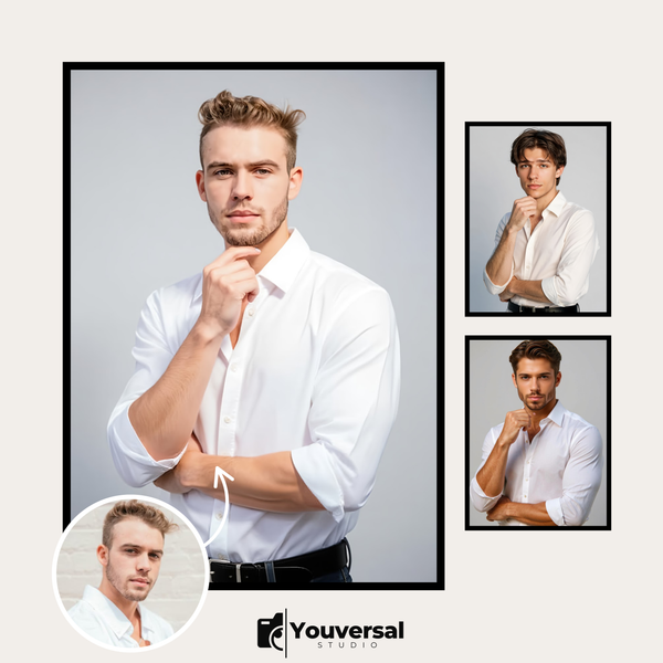Custom Digital Art Smart Casual Portrait – Personalized High-Resolution 3:4 Ratio File for Printing, Online Sharing, or Unique Digital Keepsakes